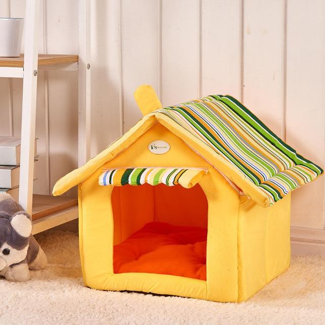 Load image into Gallery viewer, Cozy Striped Foldable Pet House And Bed by Dog Hugs Cat