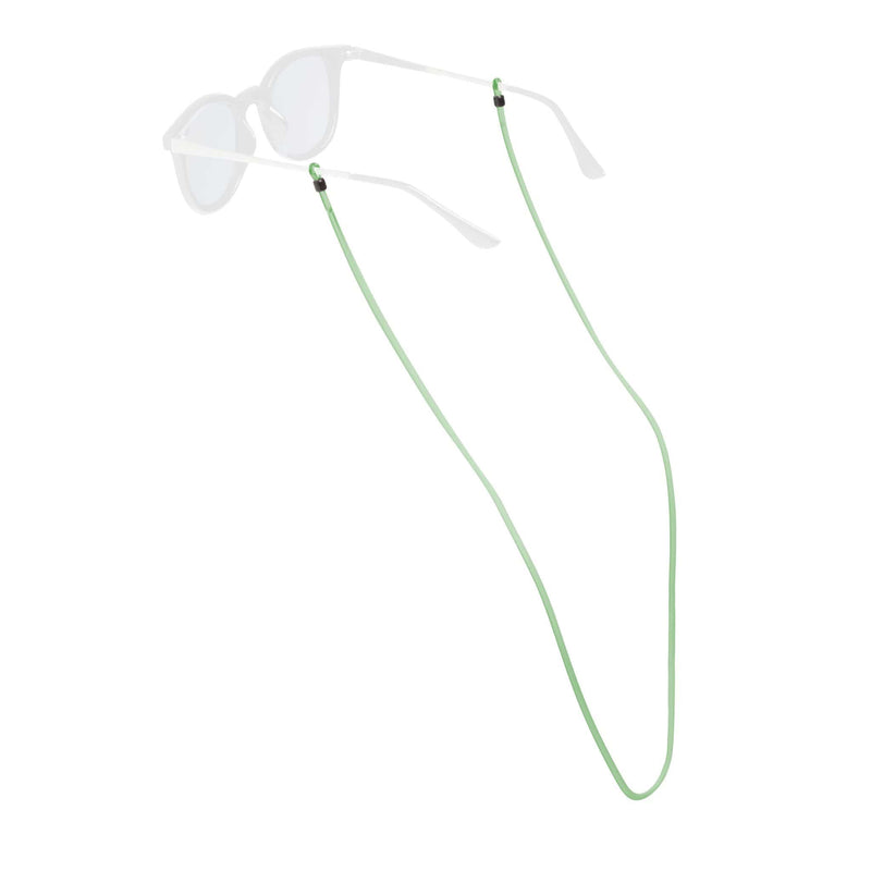 Load image into Gallery viewer, Clear sunglasses with a green cord on a white background