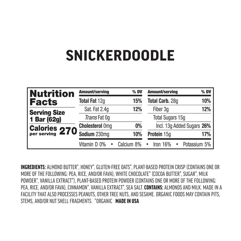 Load image into Gallery viewer, Nutrition facts label for a Snickerdoodle product on a white background