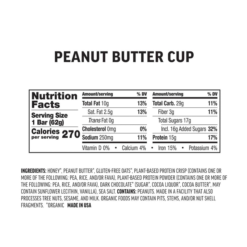 Load image into Gallery viewer, Nutrition facts label for a peanut butter cup on a white background