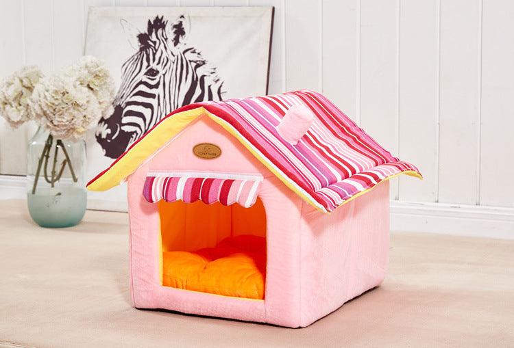 Load image into Gallery viewer, Cozy Striped Foldable Pet House And Bed by Dog Hugs Cat