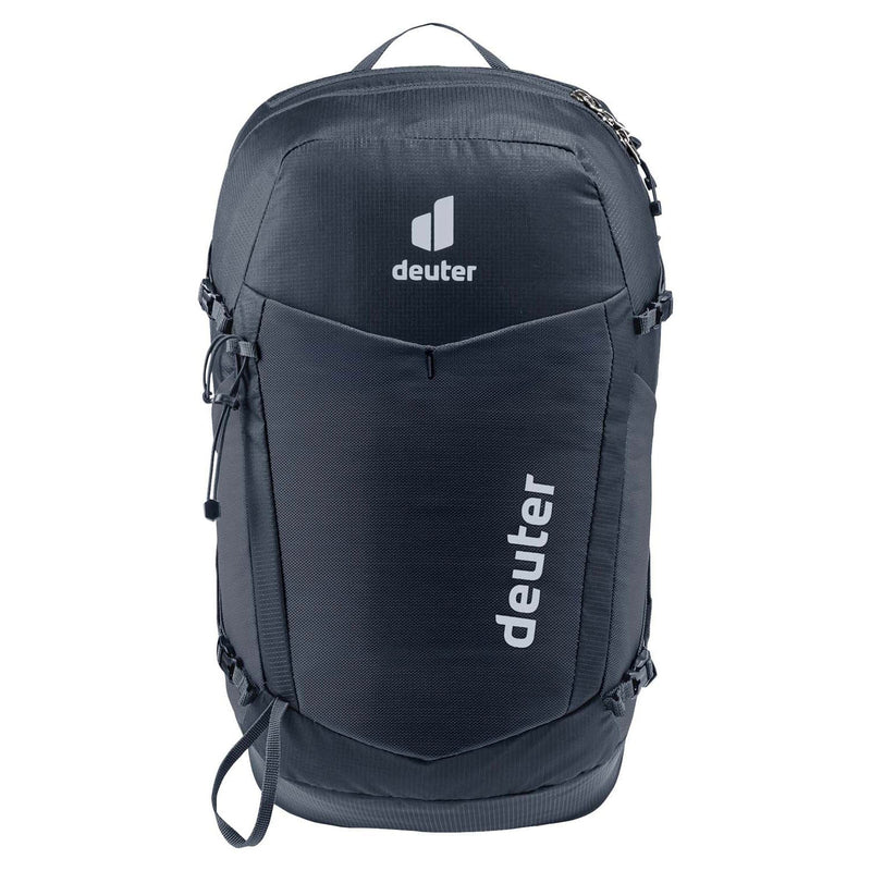 Load image into Gallery viewer, Black backpack with Deuter logo on a white background