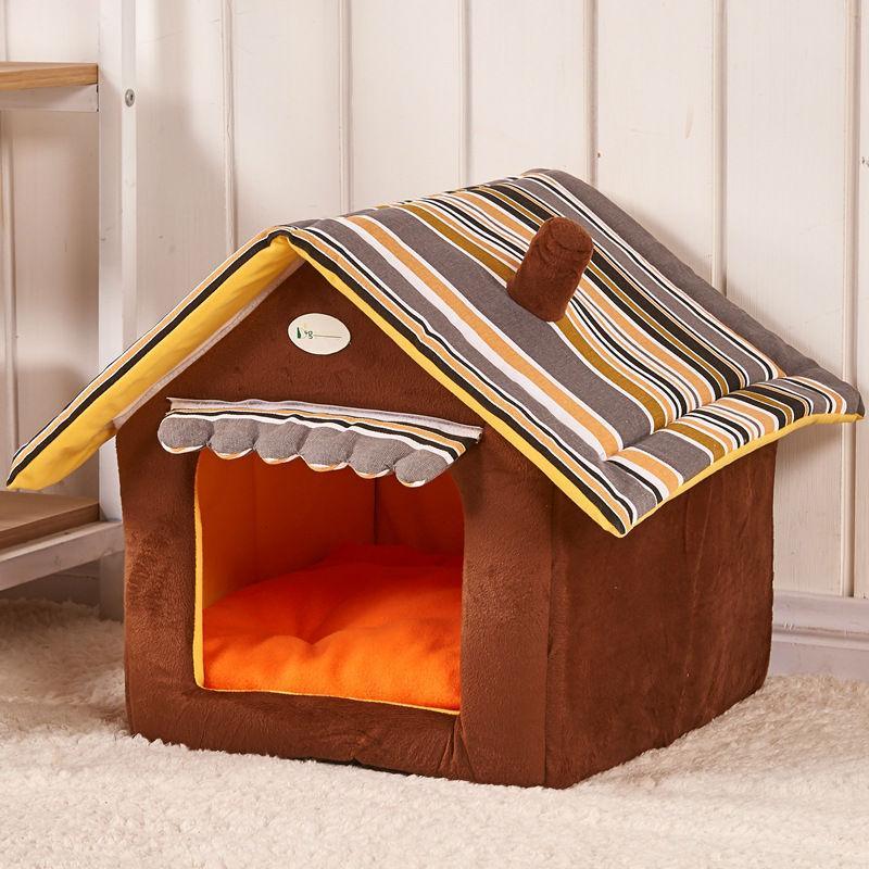 Load image into Gallery viewer, Cozy Striped Foldable Pet House And Bed by Dog Hugs Cat