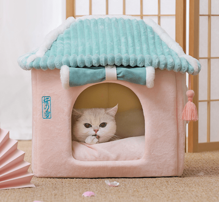 Load image into Gallery viewer, Cozy Retreat Cat House - The Ultimate Enclosed Cat Villa by Dog Hugs Cat