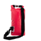 Load image into Gallery viewer, A red waterproof dry bag with a black strap and black zipper, shown on a plain white background.