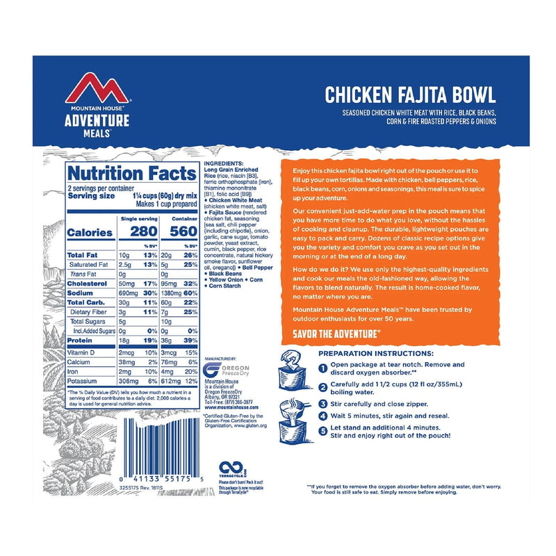 Load image into Gallery viewer, Mountain House Chicken Fajita Bowl
