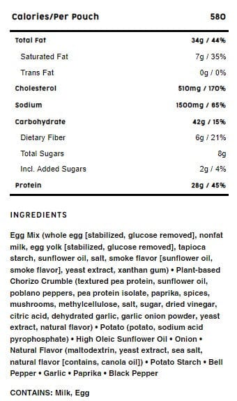 Mountain House Veggie Chorizo Breakfast Scramble New