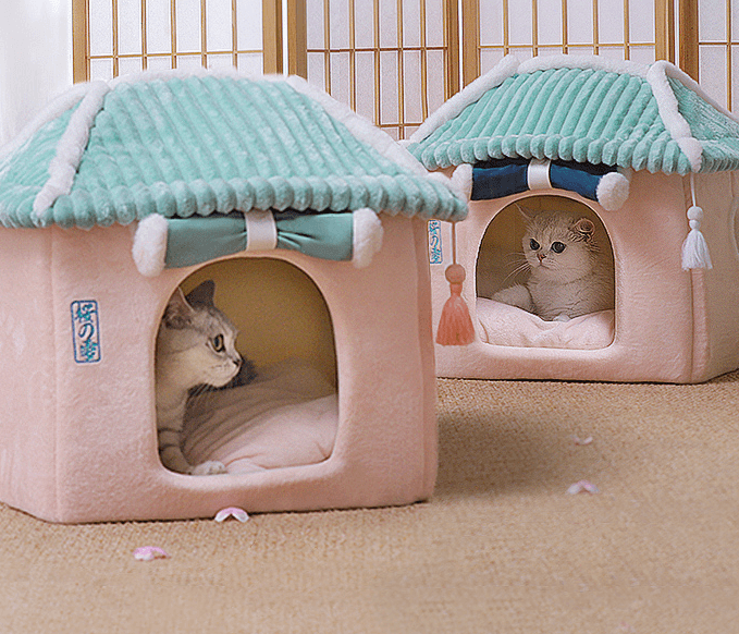 Load image into Gallery viewer, Cozy Retreat Cat House - The Ultimate Enclosed Cat Villa by Dog Hugs Cat