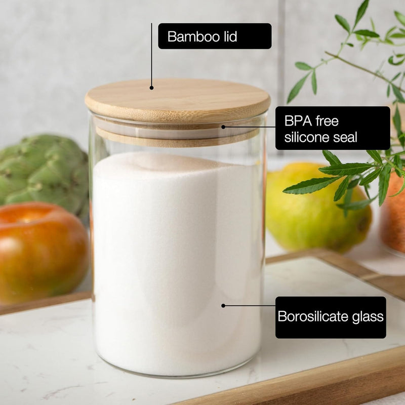Load image into Gallery viewer, 6 Glass Storage Jars with Lids, Includes Chalkboard Stickers and Chalk Pen by Moritz & Moritz