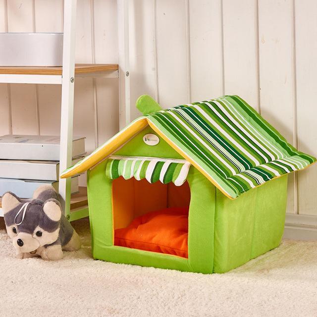 Load image into Gallery viewer, Cozy Striped Foldable Pet House And Bed by Dog Hugs Cat