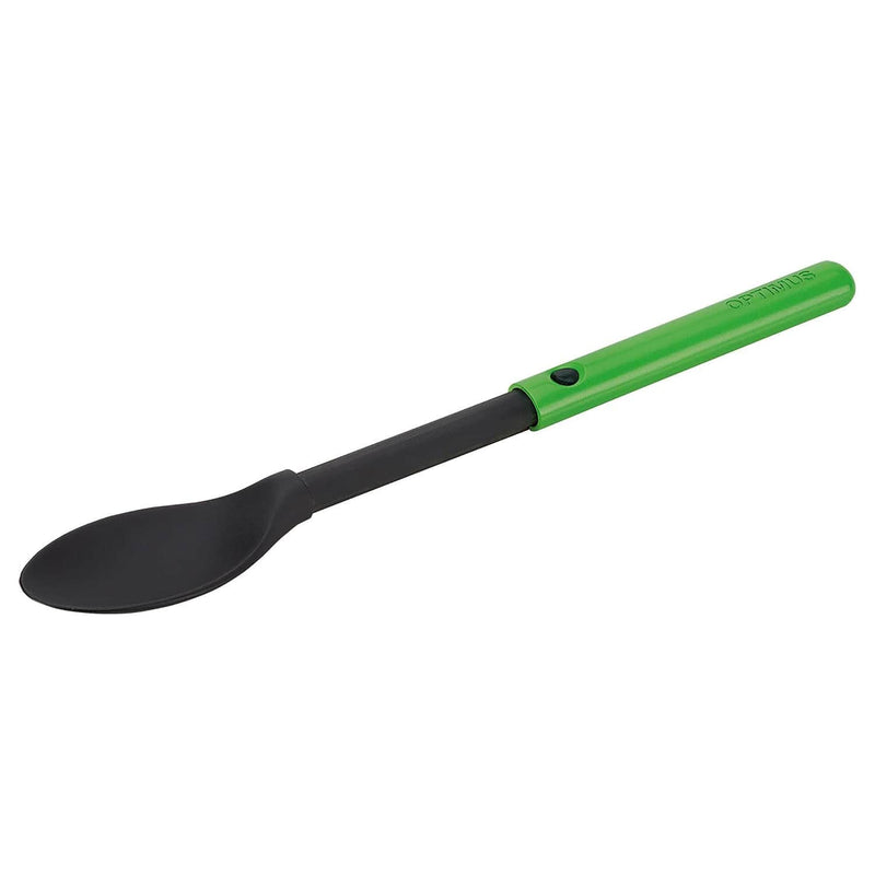 Load image into Gallery viewer, Black spoon with a green handle on a white background