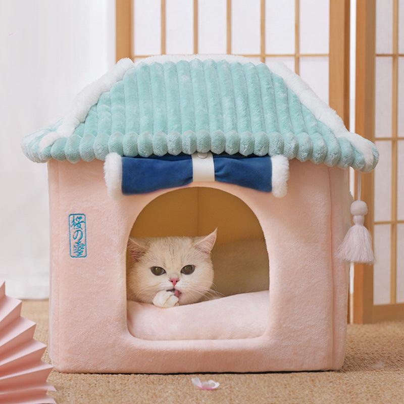 Load image into Gallery viewer, Cozy Retreat Cat House - The Ultimate Enclosed Cat Villa by Dog Hugs Cat