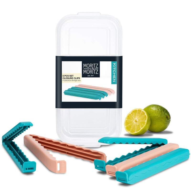 Load image into Gallery viewer, 5 Large Bag Clips in Clear Box (Mixed Colors) by Moritz & Moritz