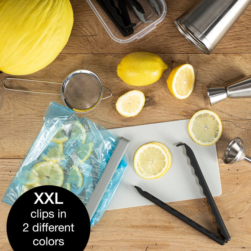 Load image into Gallery viewer, 7 Large Bag Clips in Clear Box (Black) by Moritz & Moritz