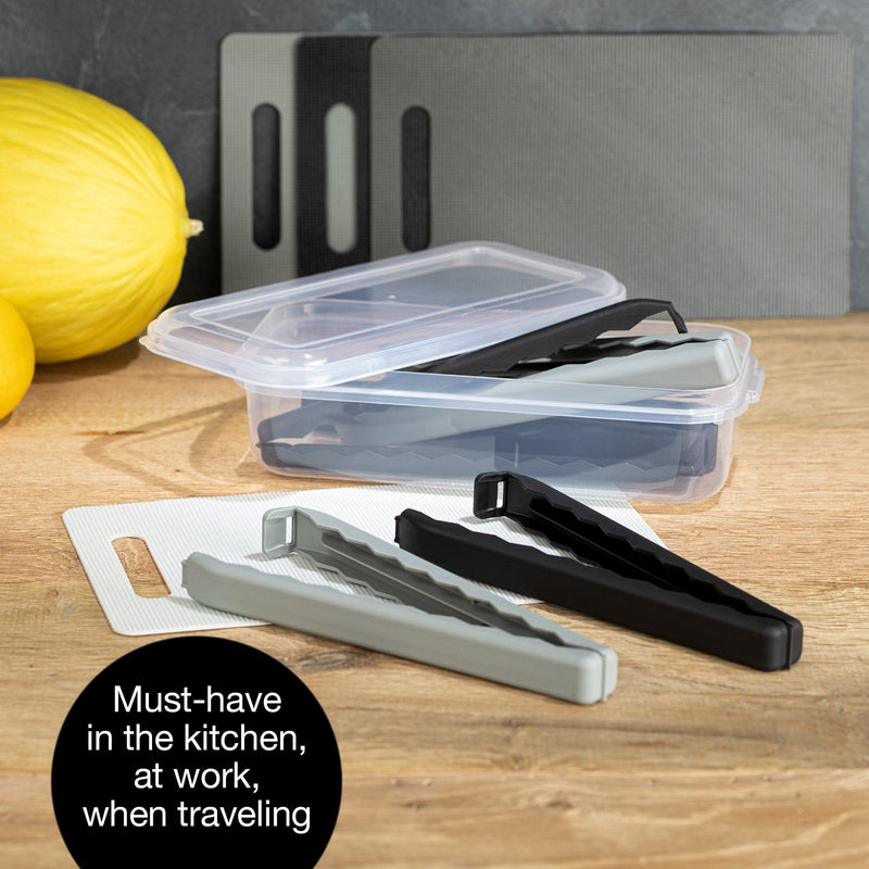 Load image into Gallery viewer, 8 Large Bag Clips in Clear Box (Black) by Moritz & Moritz