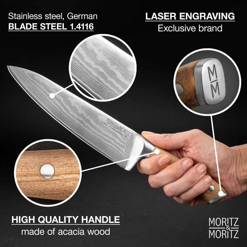 Load image into Gallery viewer, 67-Layer Damascus Steel Professional Knife (8 inches) by Moritz & Moritz