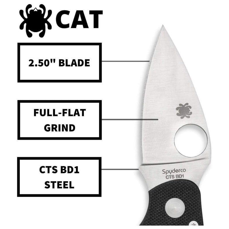 Load image into Gallery viewer, Spyderco Cat Black G-10 Plain Edge