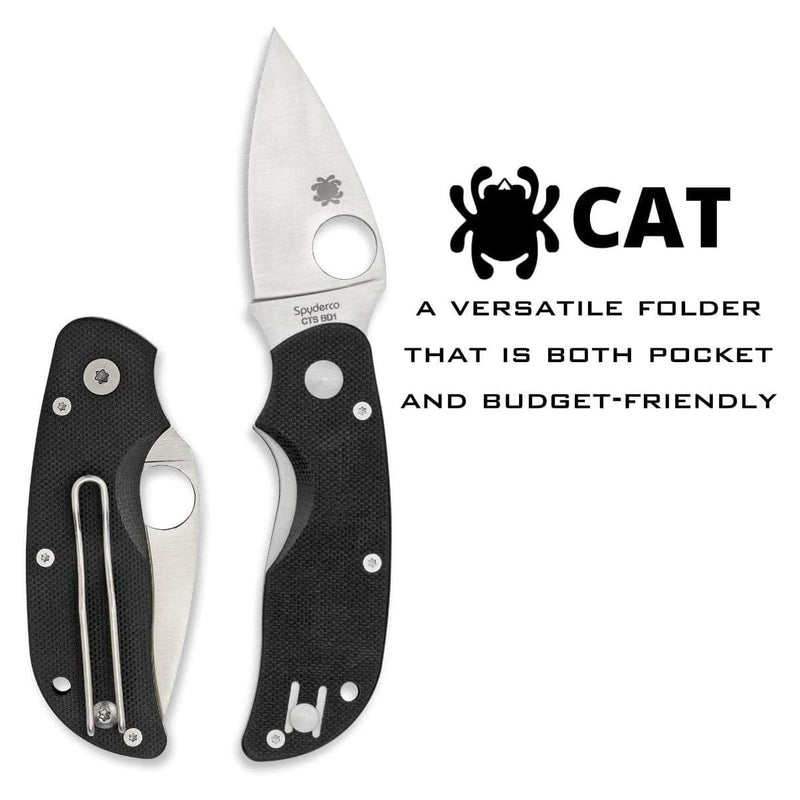Load image into Gallery viewer, Spyderco Cat Black G-10 Plain Edge
