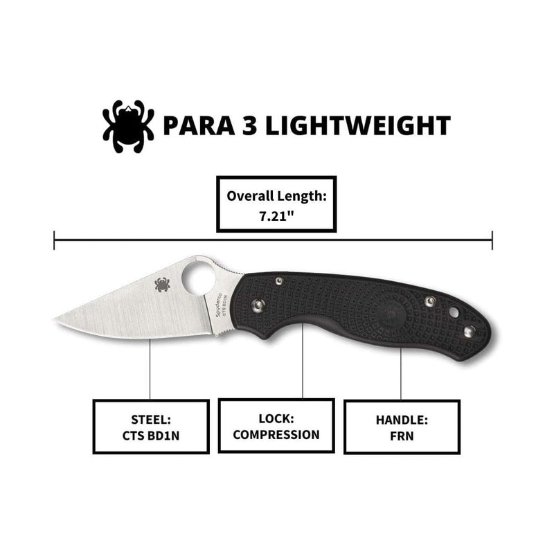 Load image into Gallery viewer, Spyderco Para 3 Black Lightweight Plain Edge