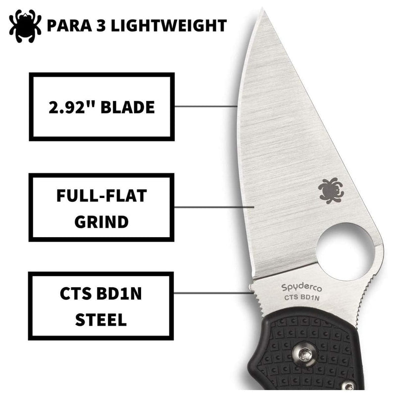 Load image into Gallery viewer, Spyderco Para 3 Black Lightweight Plain Edge