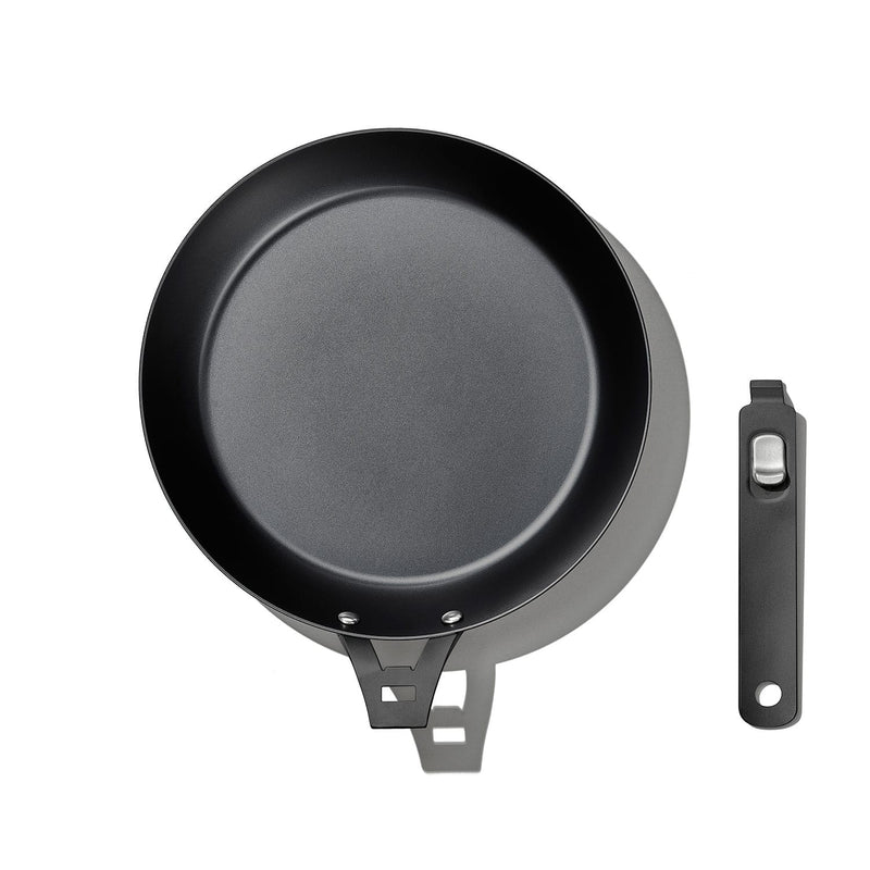 Load image into Gallery viewer, Black frying pan with a handle on a white background