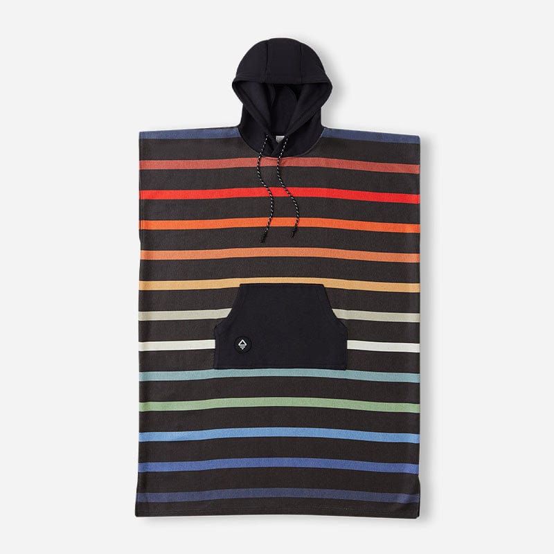 Load image into Gallery viewer, Striped poncho with a hood on a white background