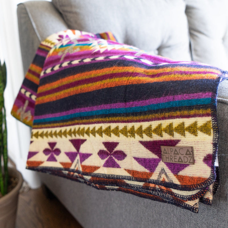 Load image into Gallery viewer, Andean Alpaca Wool Blanket - Amethyst by Alpaca Threadz