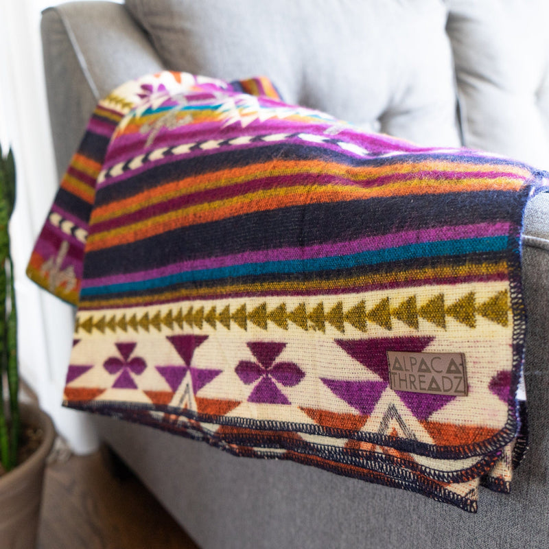 Load image into Gallery viewer, Andean Alpaca Wool Blanket - Amethyst by Alpaca Threadz
