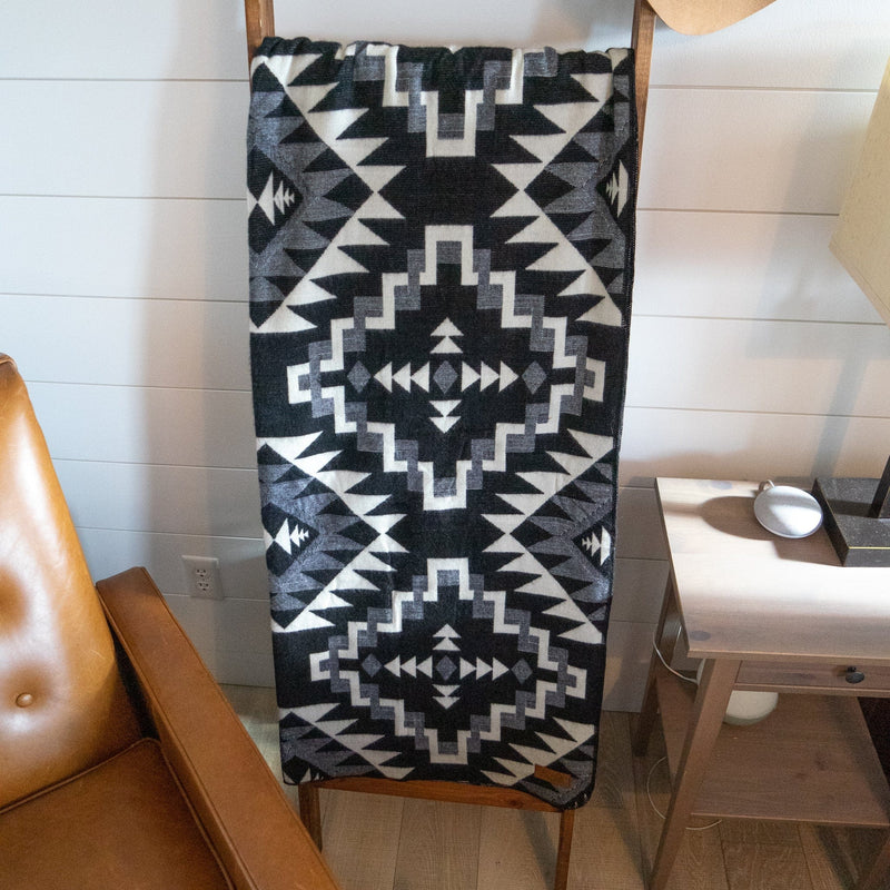 Load image into Gallery viewer, Andean Alpaca Wool Blanket - Black Chakana by Alpaca Threadz