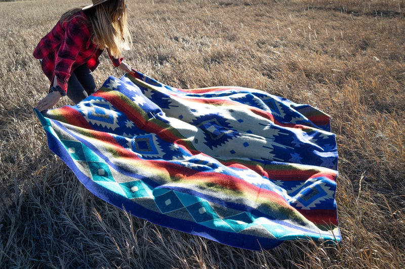 Load image into Gallery viewer, Andean Alpaca Wool Blanket - Ocean Breeze by Alpaca Threadz