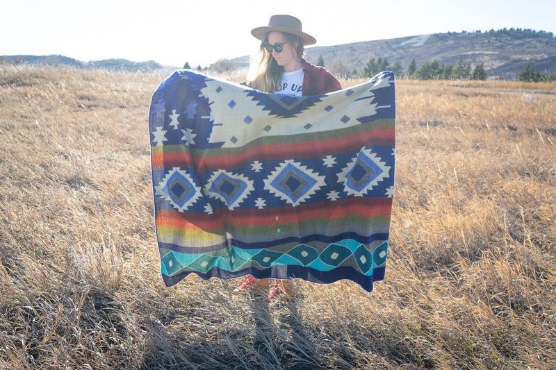 Load image into Gallery viewer, Andean Alpaca Wool Blanket - Ocean Breeze by Alpaca Threadz
