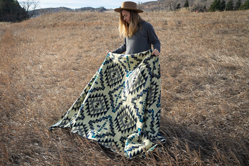 Load image into Gallery viewer, Andean Alpaca Wool Blanket - Blue Chakana by Alpaca Threadz
