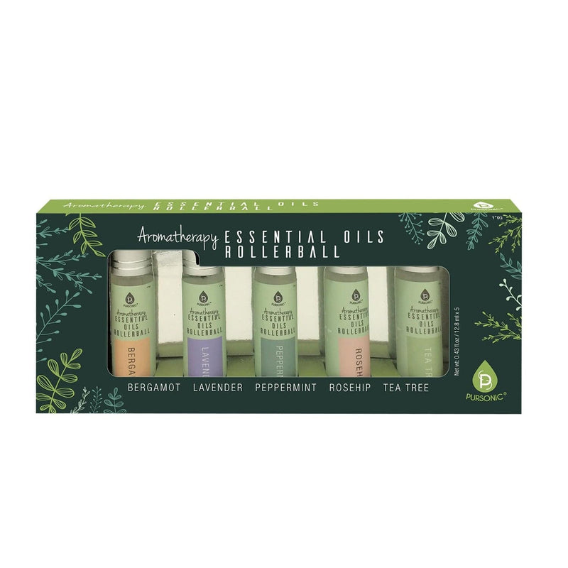 Load image into Gallery viewer, Aromatherapy Essential Oils Rollerballs (Bergamot, Lavender, Peppermint, Rosehip, Tea Tree) by Pursonic