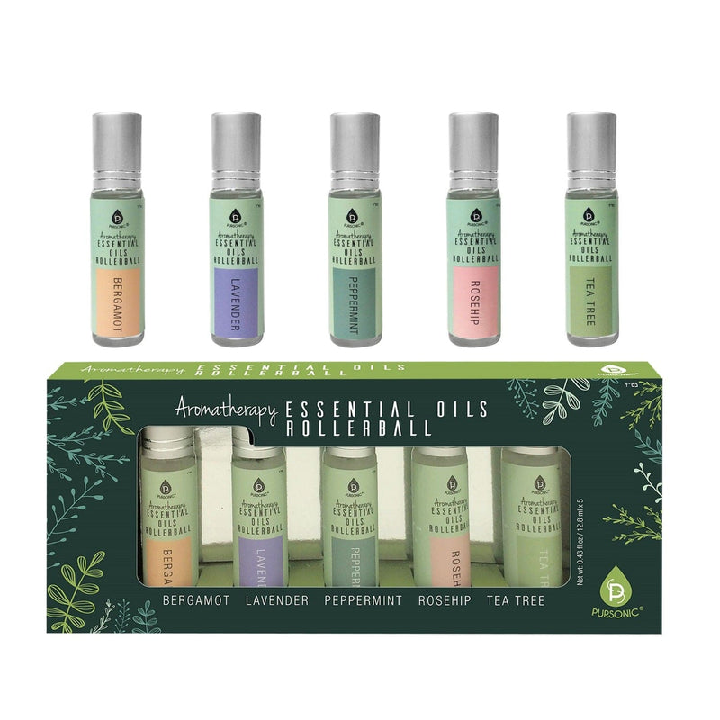 Load image into Gallery viewer, Aromatherapy Essential Oils Rollerballs (Bergamot, Lavender, Peppermint, Rosehip, Tea Tree) by Pursonic