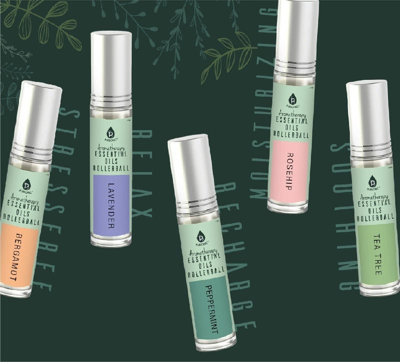 Load image into Gallery viewer, Aromatherapy Essential Oils Rollerballs (Bergamot, Lavender, Peppermint, Rosehip, Tea Tree) by Pursonic