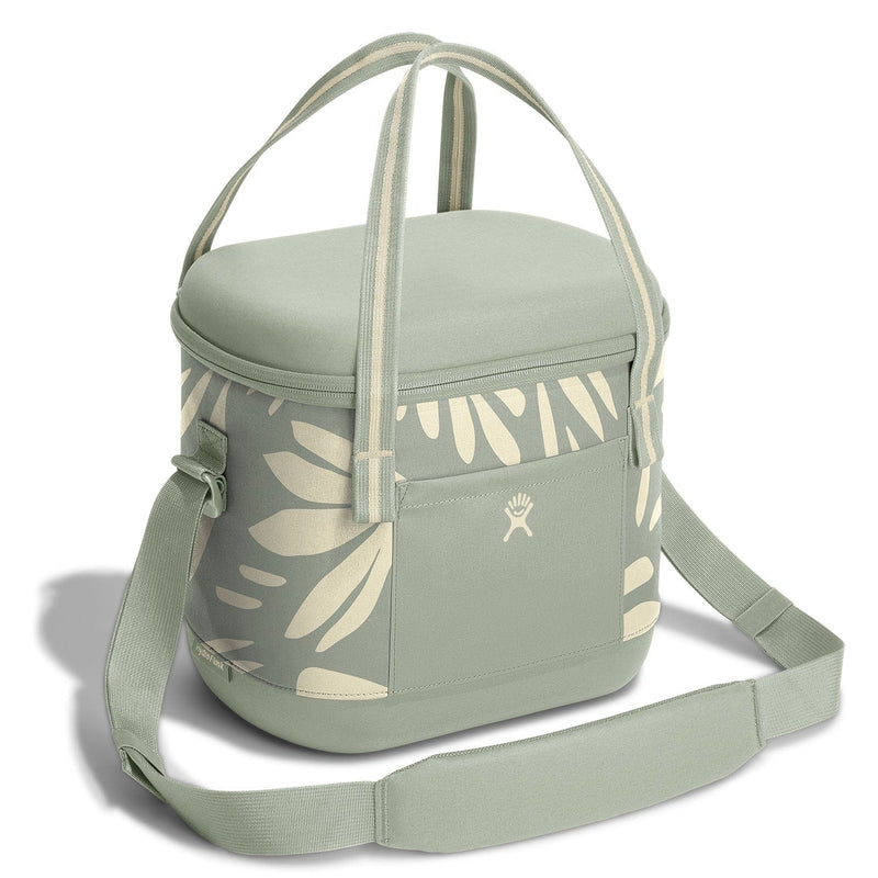 Load image into Gallery viewer, Green cooler bag with leaf pattern on a white background