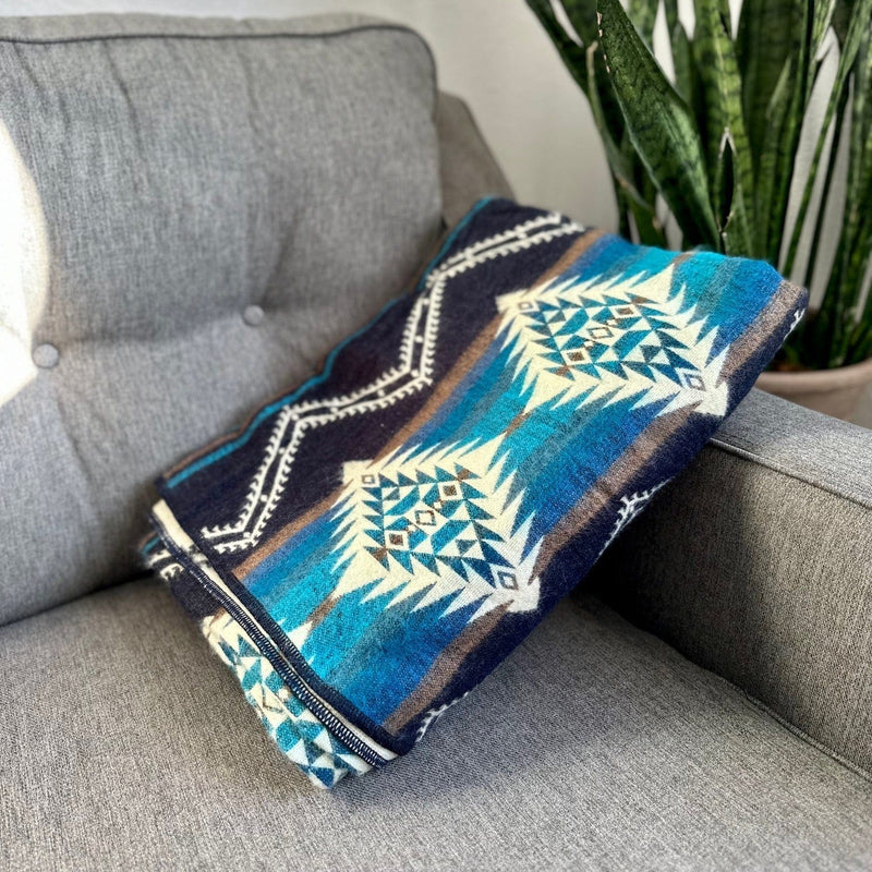 Load image into Gallery viewer, Andean Alpaca Wool Blanket - Cobalt Blue by Alpaca Threadz
