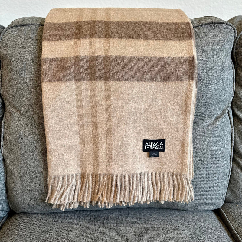 Load image into Gallery viewer, Royal Baby Alpaca Wool Checkered Throw Blanket by Alpaca Threadz