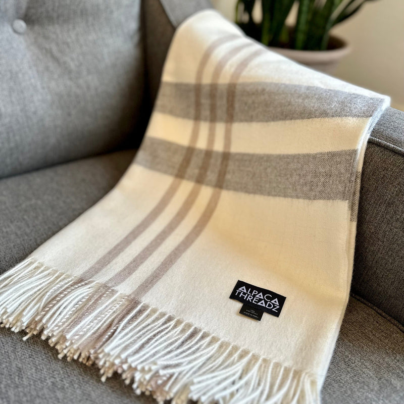 Load image into Gallery viewer, Royal Baby Alpaca Wool Checkered Throw Blanket by Alpaca Threadz