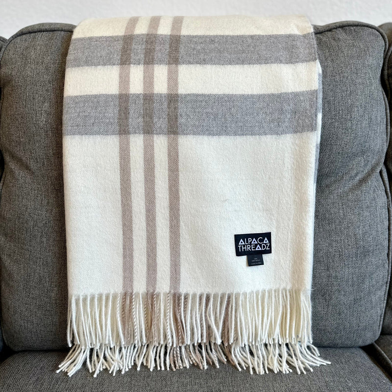 Load image into Gallery viewer, Royal Baby Alpaca Wool Checkered Throw Blanket by Alpaca Threadz