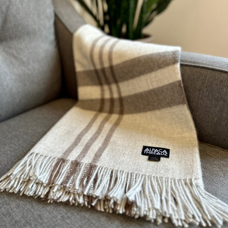 Load image into Gallery viewer, Royal Baby Alpaca Wool Checkered Throw Blanket by Alpaca Threadz