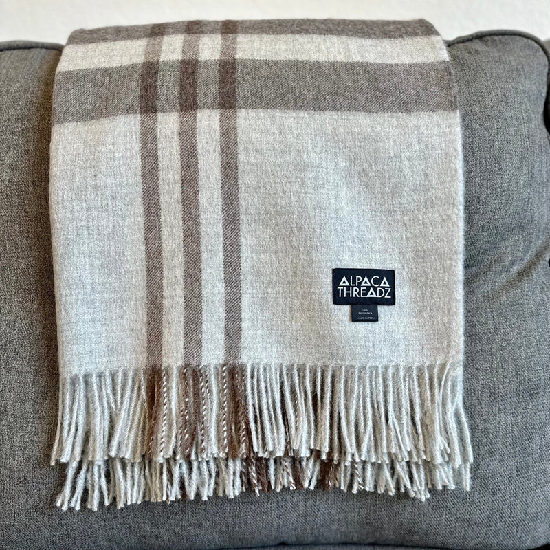 Load image into Gallery viewer, Royal Baby Alpaca Wool Checkered Throw Blanket by Alpaca Threadz