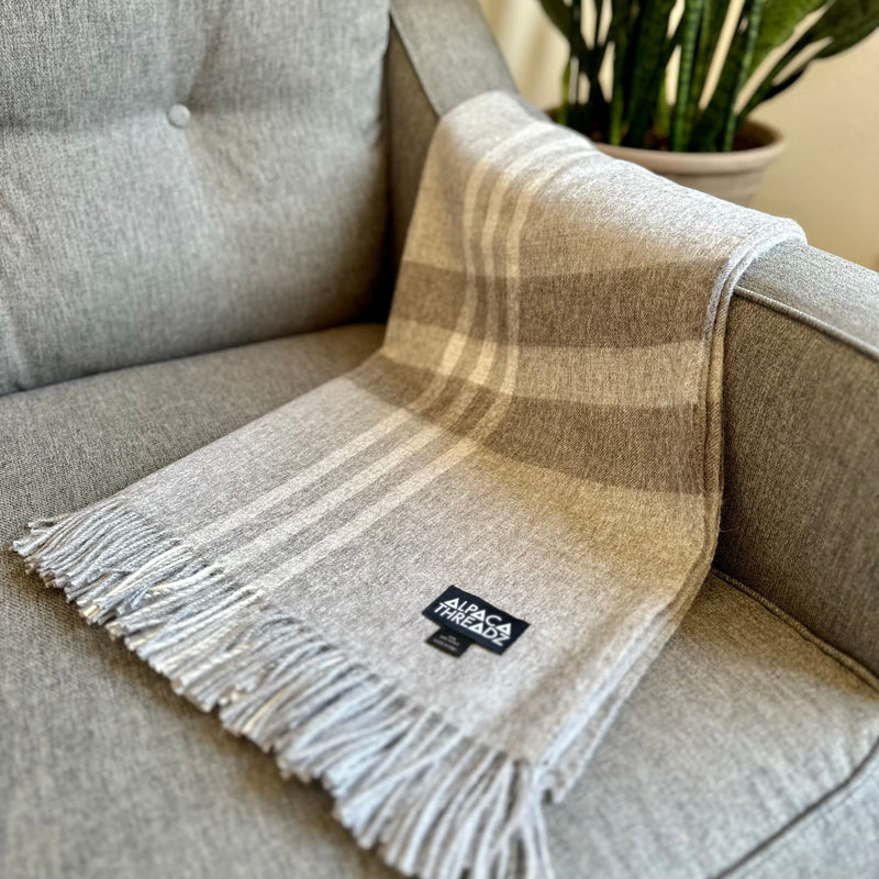 Load image into Gallery viewer, Royal Baby Alpaca Wool Checkered Throw Blanket by Alpaca Threadz