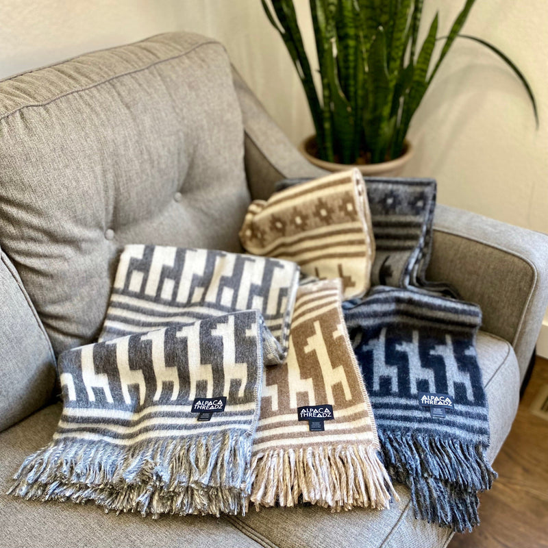 Load image into Gallery viewer, Alpaca Wool Throw Blanket - Alpaca Design by Alpaca Threadz