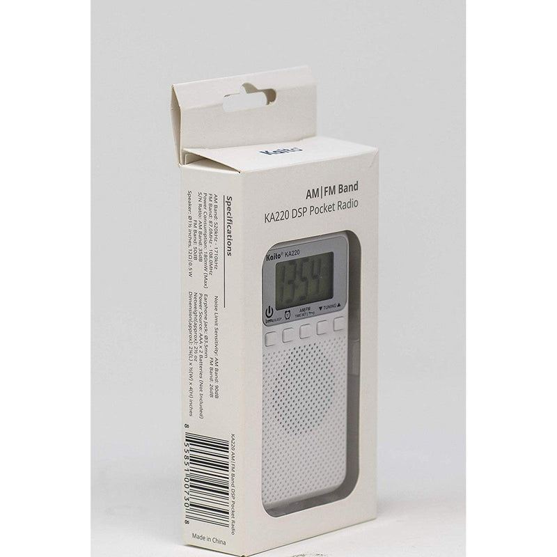 Load image into Gallery viewer, Kaito KA220W Pocket Digital AM/FM Radio with Alarm Clock & Sleep Timer
