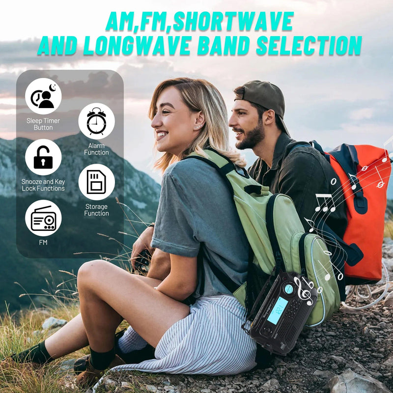 Load image into Gallery viewer, Kaito Voyager Pro KA600 Digital Solar Crank AM/FM/LW/SW NOAA Weather Radio Black