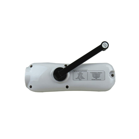 White control panel with black handle on a white background