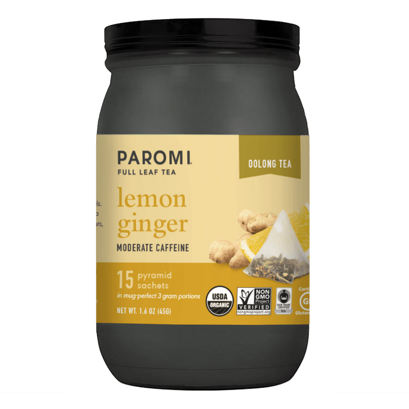 Load image into Gallery viewer, Organic Lemon Ginger Oolong Tea, Full Leaf, in Pyramid Tea Bags by Paromi Tea