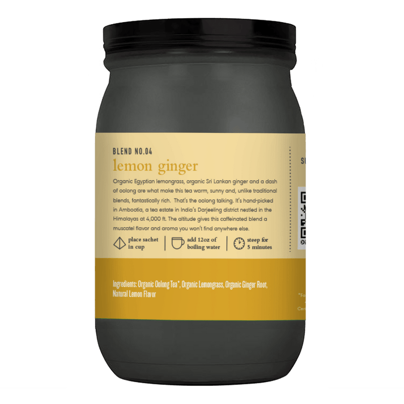 Load image into Gallery viewer, Organic Lemon Ginger Oolong Tea, Full Leaf, in Pyramid Tea Bags by Paromi Tea