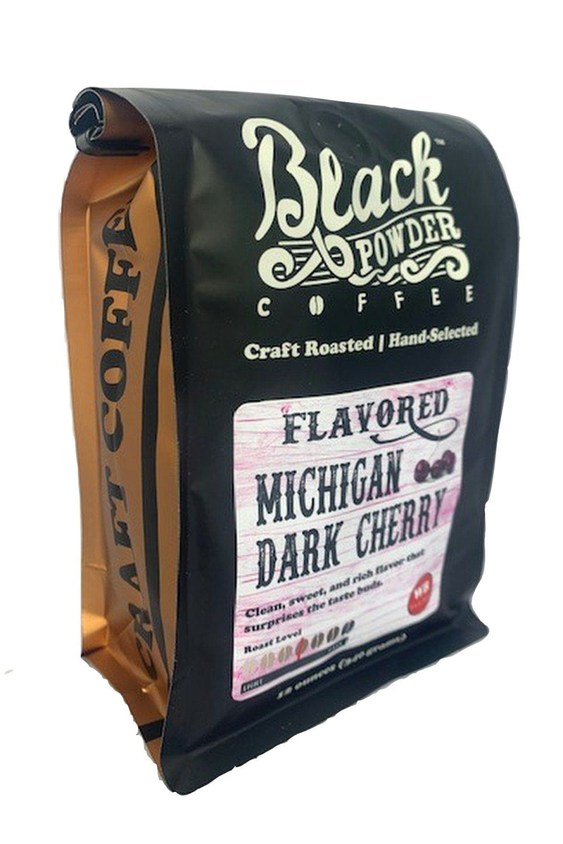Load image into Gallery viewer, Michigan Black Cherry Flavored Coffee by Black Powder Coffee
